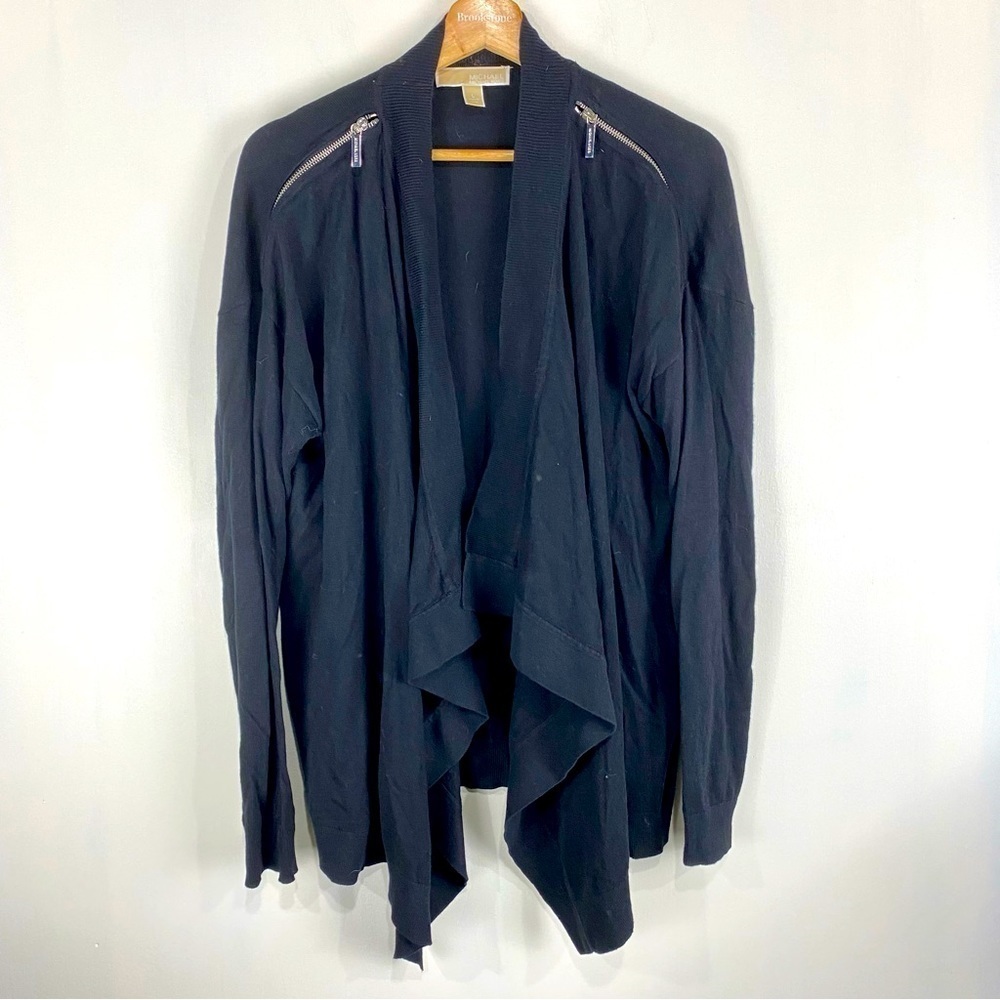 Michael Kors Zipper Drapey Slouchy Flowy‎ Open Front Cardigan Sweater Size Large